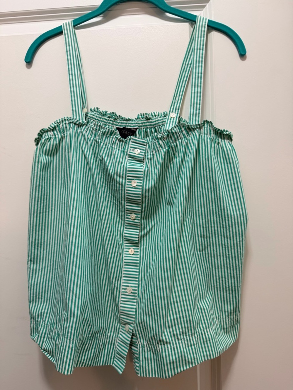 J. Crew Green and White Striped Tank